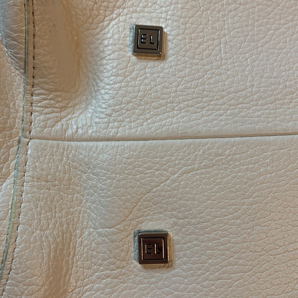Elliot Lucca White Leather W/Breaded Handles Purse Very Beautiful Used - Picture 8 of 9